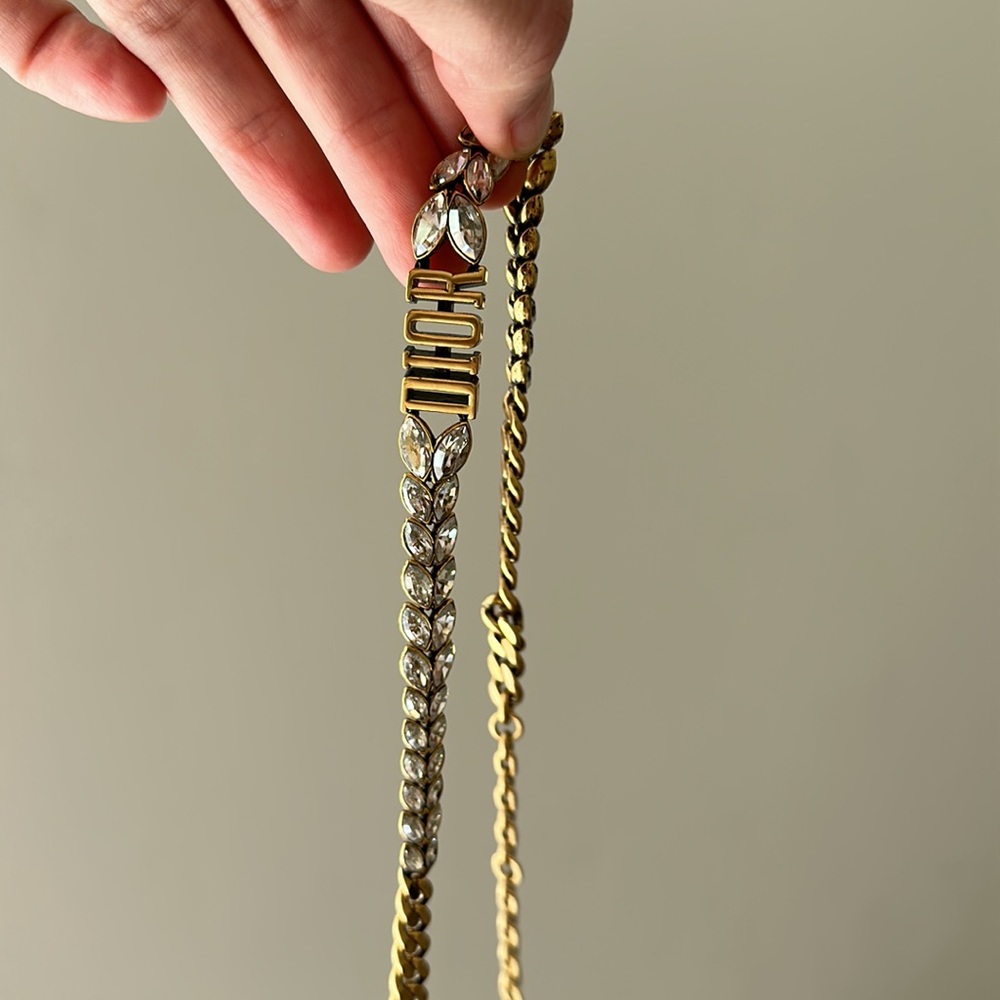 Christian Dior Metal Crystal J’Adior Choker Necklace Gold - Picture 5 of 9
